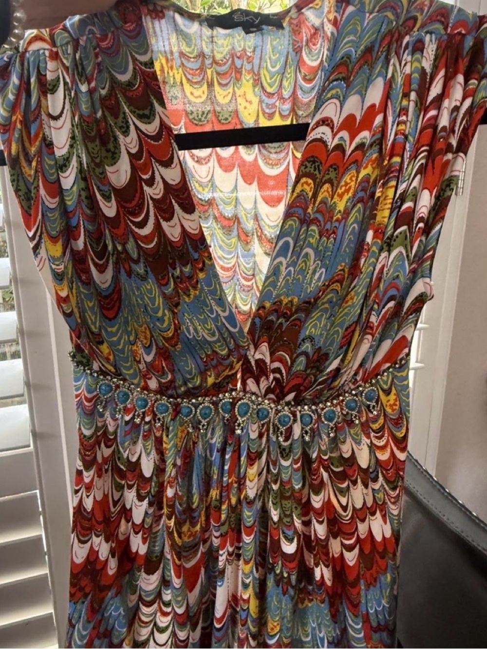 Sky Brand Multicolor Beaded-Waist Maxi top